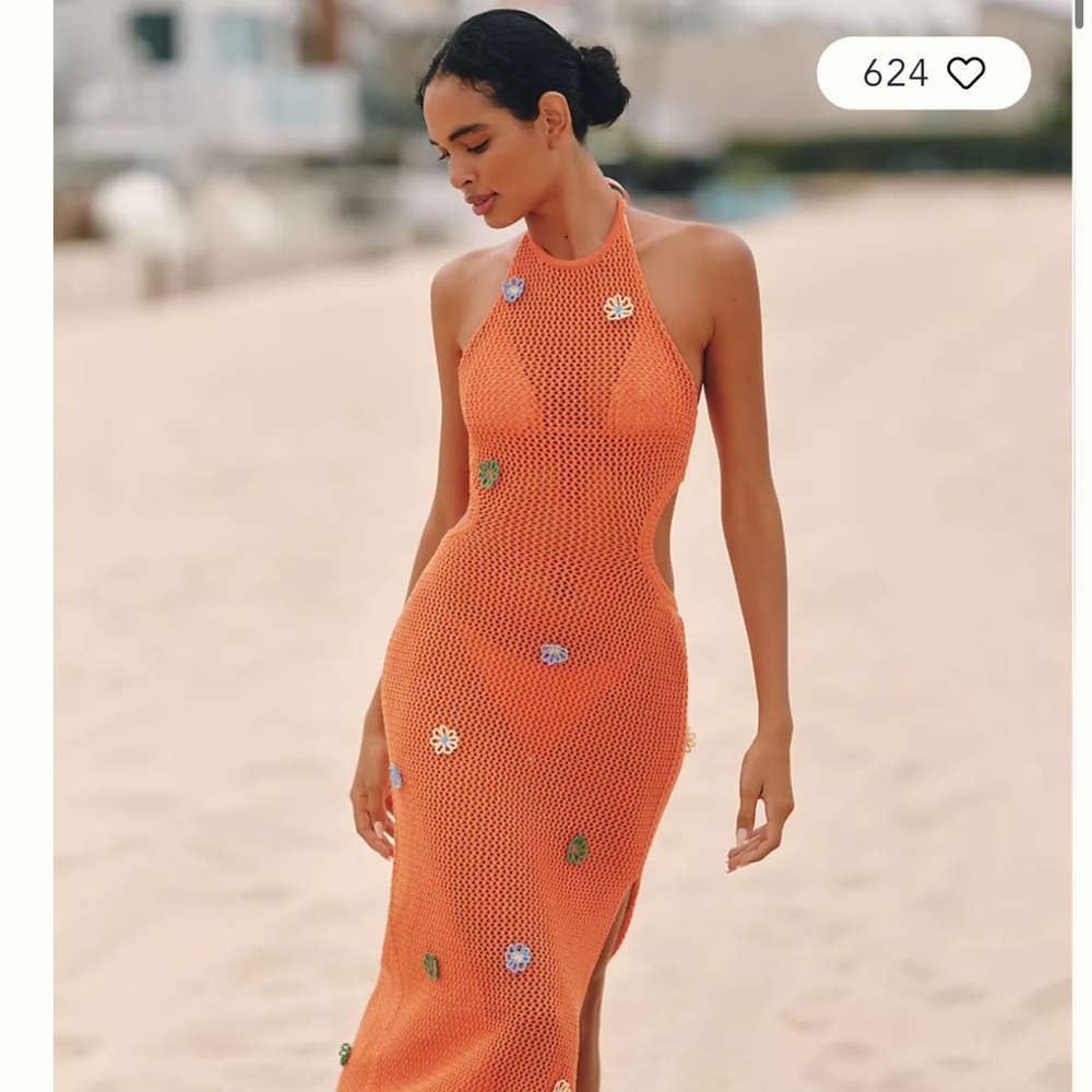 Celandine Crochet Halter Cover-Up Dress